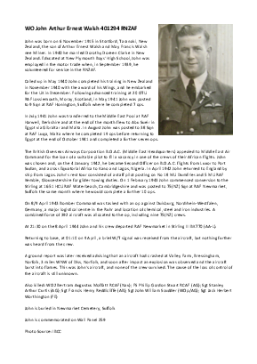 A preview of a PDF biography for Walsh, John Arthur Ernest